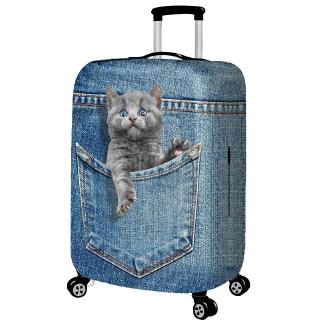 Stretch lindo gato equipaje cubierta protectora traje 18-32 pulgadas carro maleta caso accesorios de viaje (3)
