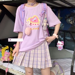 【Traje de dos piezas】Lindo pastel japonés lindo cuello redondo manga cortaTCamiseta estilo CollegeJKFalda plisada de estilo uniforme para niños