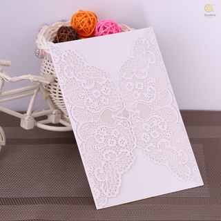 10pcs perla papel invitación tarjetas titulares de invitación para boda fiesta de cumpleaños anniversay - blanco (5)
