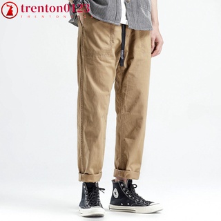 trenton0123 Casual Pants Cotton Solid Color Straight Loose Wide-leg Trousers