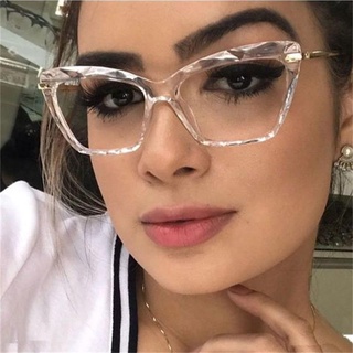 Moda Cateye cristal multifacético gafas marcos mujeres marca de lujo clásico Retro Anti rayos azules y radiación gafas