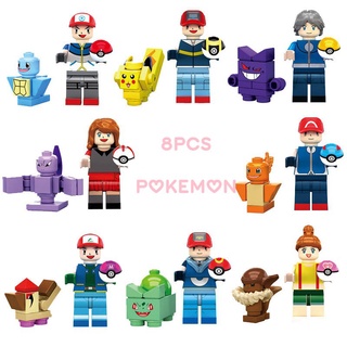 8 unids/se pocket monster pokemon pikachu xiaozhi compatible lego minifigures bloques de construcción juguetes regalos sy620