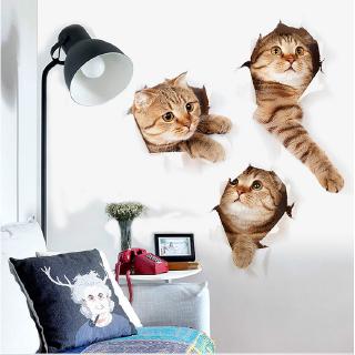 Pegatina De Pared De Vinilo Lindo 3D Gatito Gato Dormitorio Nevera Hogar Mural Arte Decoración