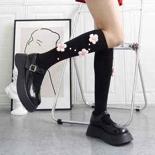 [Wedges] Pequeño Sol Mary Jane JK Uniforme Solo Zapato De Las Mujeres De Suela Gruesa Cabeza Grande Pequeños Zapatos De Cuero Marea Oscura (5)