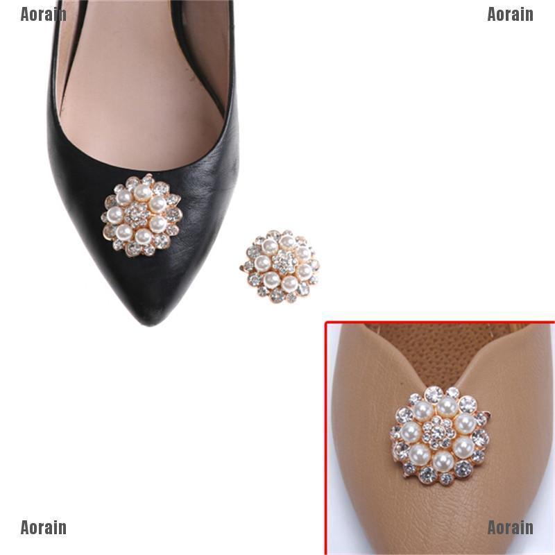AO 1 pieza Clips de zapatos de imitación perla diamantes de imitación de Metal nupcial zapatos hebilla decoración CT