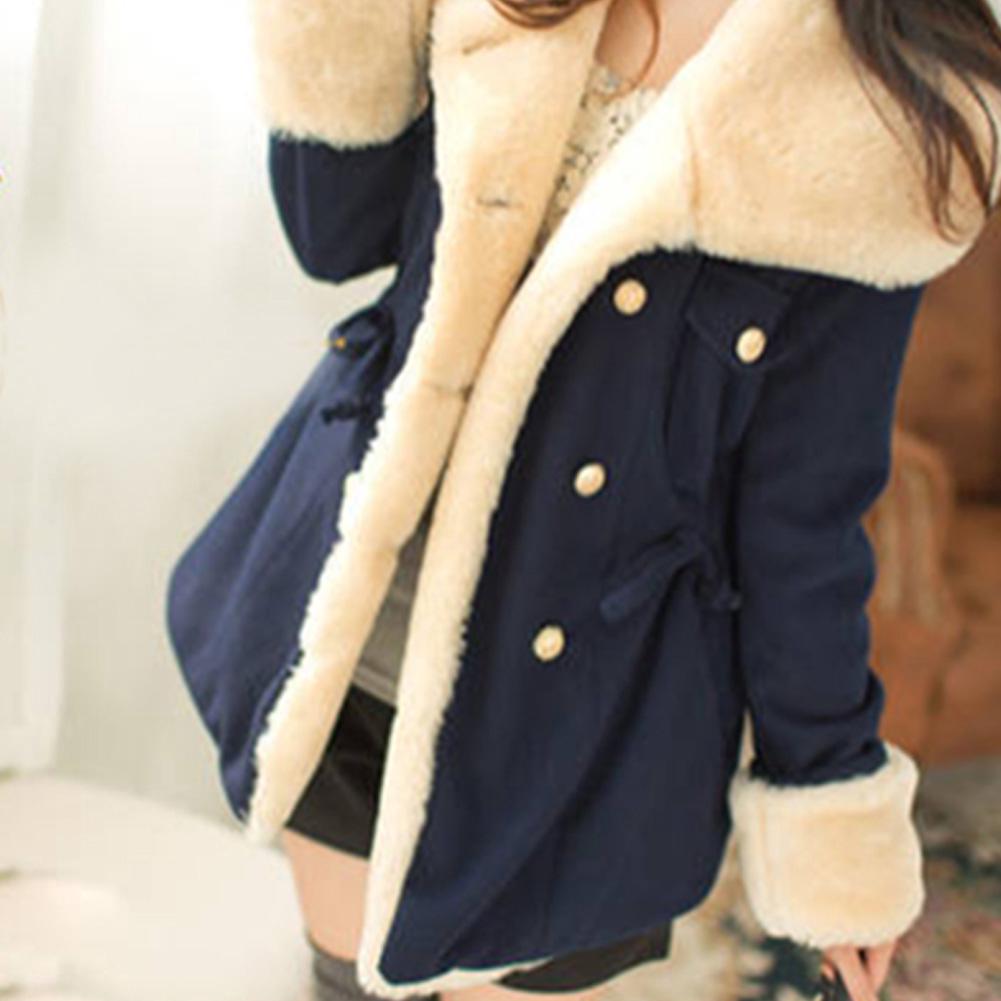 chaqueta de solapa acolchada de lana de invierno/casual gruesa gruesa para mujer/abrigo 8-16