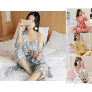 [taozi] pijama para mujer 3 en 1/conjunto de pijama para mujer/ropa de hogar
