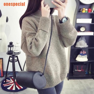 [ones]suéter de cuello alto coreano para mujeres/suéter suelto y sólido/ropa de punto de invierno
