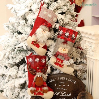 Ellsworth grandes calcetines de navidad alce adorno de navidad caramelo calcetines colgante adorno Santa Claus caramelo bolsa para colgar para el hogar decoraciones de navidad