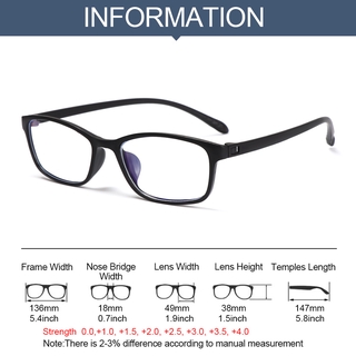 Me lentes de lectura para hombre y mujer/lentes ligeros de protección de la luz azul/presbicia/lentes de visión/cuidado de la visión TR90/lentes Retro transparentes/ultraligero lupa +0.00~+4.0 gafas dioptrías/Multicolor (2)