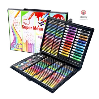 168pcs arte dibujo conjunto de agua Color pluma estudiantes papelería colorear pintura Kit para adultos/adolescentes/niños, principiantes y artistas (1)