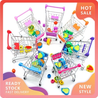 Yx-Mo - Mini carrito de mano de acero inoxidable para supermercado, carrito de compras, soporte de alimentos, juguete para niños (1)