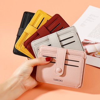 Liso pequeña tarjeta Multi-función Mini corto cartera de la moda de las mujeres monedero de cuero de la PU de la moneda de la bolsa Casual titular de la tarjeta