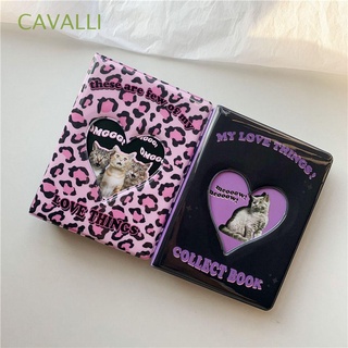 CAVALLI Kawaii Collect Books Hollowed Heart Kpop Photo Album Card Album Business Card Bag Card Stock Binders Albums Leopard Stationery Card Holder Postcards Organizer