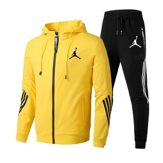 Nuevo Jordan para hombre chándal cremallera sudaderas +pantalones de dos piezas conjuntos de moda Casual Jogging traje de los hombres con capucha jersey trajes (1)