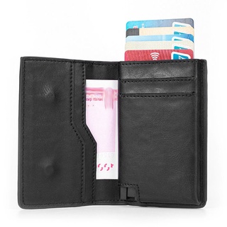 Titular de la tarjeta de crédito cartera Slim RFID seguridad negocios minimalista cartera para hombres y mujeres Uni (negro 2) (3)