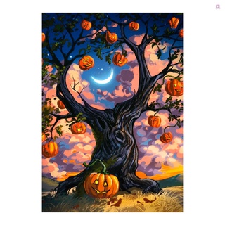 Halloween estilo patrón DIY pintura al óleo sobre lienzo pintura por número Kit para adultos niños principiantes artesanía hogar decoración de pared sin marco 16 x 20 pulgadas