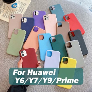 silicona carcasa de telefono Huawei caso Y6 2018 Y6 Y7 Pro Y9 Prime 2019 Simple Pastel Pure Color Matte Cover