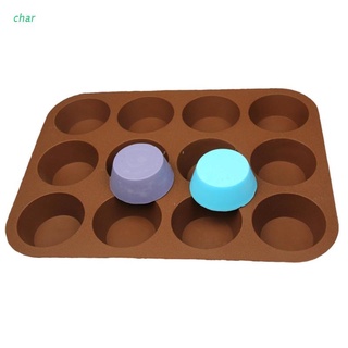 Char 12 agujeros cilindro de silicona moldes para hacer Chocolate caramelo jabón Muffin Cupcake Brownie pastel pudín hornear galletas