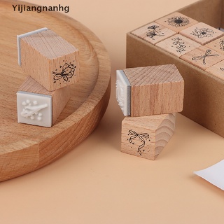 yijiangnanh 16 piezas de flores de campo verde sello de madera de goma sellos para scrapbooking diy craft caliente