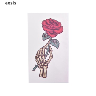 [esic] calcomanías de tatuaje temporal impermeables hermosas flores rosa falso flash unisex fgh (4)