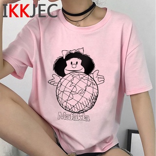 Mafalda Verano top Camiseta Mujer harajuku kawaii Blanco Japonesa streetwear