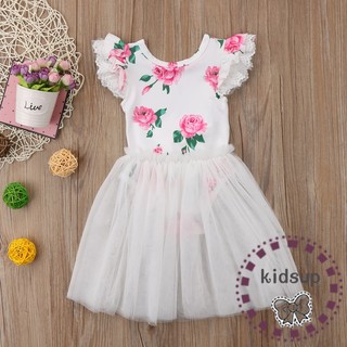 .II-moda princesa niños bebé niñas mameluco Floral+faldas tutú vestido de fiesta 2pcs (8)