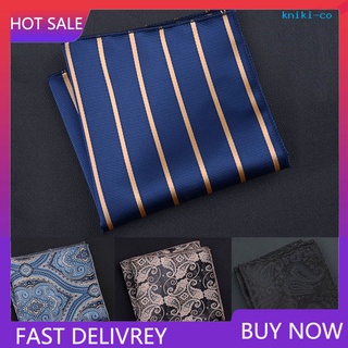 LD_ Pocket Square Vintage Pattern Breathable Men Striped Paisley Handkerchief for Wedding