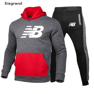 [sixgrand] sudadera con capucha con logotipo con estampado de letras para hombre+pantalones sueltos ocio al aire libre jogging traje co