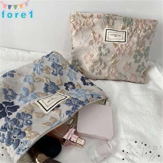 FORE Hand Bag Makeup Bag Travel Organizer Cosmetic Bag Women Toiletry Case Embossed Flower Large Storage/Multicolor