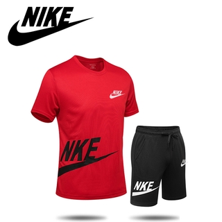 45kg-115kg Nike traje de entrenamiento absorbe la humedad de secado rápido camiseta + pantalones cortos sueltos de gran tamaño pantalones de Jogging 2021 moda nueva ropa Casual correr Fitness traje deportivo (3)