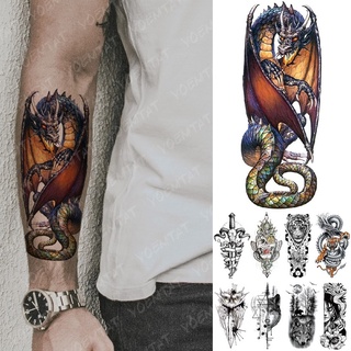 vender bien impermeable temporal tatuaje pegatina dragón caballero spitfire flash tatuajes tigre búho lobo cuerpo