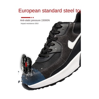 Nuevos zapatos de seguridad Anti-aplastamiento Anti-punción de acero dedo del pie zapatos de trabajo hombres y mujeres ligero transpirable cojín de aire NK Air MAX 90 Kasut Keselamatan YjAd (8)