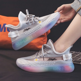 Coco zapatos mujer estudiante nuevo arco iris Casual coreano pequeña Margarita malla transpirable deportes All-Match Flying Woven zapatos