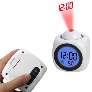 Flas Deal proyector Digital pantalla LCD reloj despertador voz hablar proyección LED con temperatura despertar proyector (3)