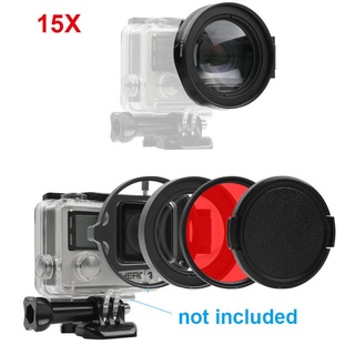 58Mm 16x Close-up lupa Macro rojo lente filtro para GoPro Hero 3+ 4 5 6 7 8 9 negro Waterpoof caso accesorios de cámara