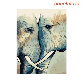 honolulu11 Elephants Frameless DIY Digital Oil Painting By Numbers Canvas Modern Pictures