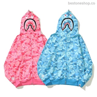 BAPE Hoodie Blue Pink Camo Men Women Cotton Long Sleeve Letter Logo Coat Hooded Hoodies Zipper Hat Keep warm (9)