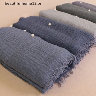 Beautifulhome12.Br bufanda/bufanda/bufanda Para mujer De algodón Liso con cuentas De perlas Para mujer (1)