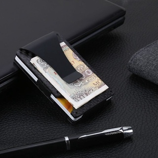 say hombres minimalista fibra de carbono tarjeta de crédito cartera clip de dinero rfid delgado titular de la tarjeta (3)