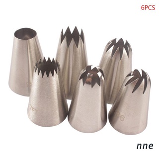 nne. 6pcs/set Stainless Steel Cake Icing Piping Tips Nozzle Cream Dessert Mold Baking