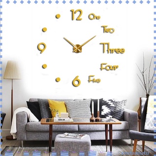 diy reloj de pared moderno 3d pegatina de pared reloj silencioso sala de estar dorado l
