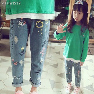 ♣♙❒2-14 años niñas Jeans coreano estilo de moda niños bebé Denim lindo niños pantalones largos
