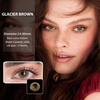 UYAAI lentes de contacto naturales lentes de contacto de Color para ojos 2pcs (1 par) uso anual Glacier Series Glacier Brown
