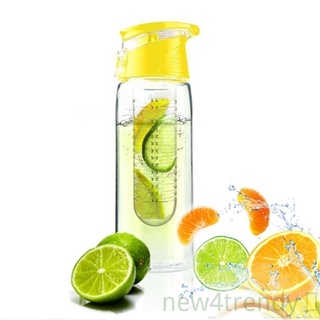 Botella de agua de infusión de frutas de 800 mililitros con infusor de frutas y tapa con tapa de zumo de limón, hacer botella NEW4