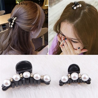 pegasu1shg moda estilo coreano perla negro señora clips de pelo garra pasador abrazadera horquilla caliente