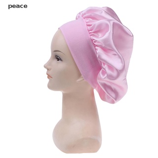 peace 58cm Solid Color Women Satin Bonnet Cap Night Sleep Hat Adjust Shower Caps .