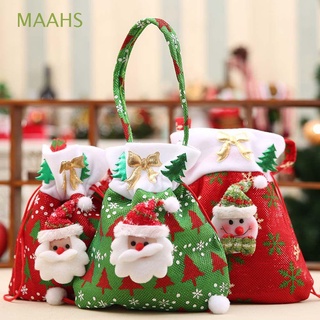 maahs portátil con cordón bolsa de fiesta de navidad decoración de caramelo bolsa festival con asa adorno santa claus de dibujos animados de navidad bolsa de regalo