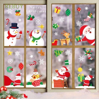 Rebuy muñeco de nieve decoraciones de Navidad Santa Claus fiesta de Navidad suministros de ventana de vidrio pegatina alce decoración del hogar copo de nieve para niños habitación Navidad adornos de Navidad año nuevo ventana pegatinas