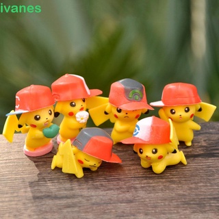 Ivanes regalos Pikachu figuras de acción Anime muñeca adornos figura modelo decoraciones para niños miniaturas 6 unids/set coleccionable modelo muñeca juguetes figuras de juguete